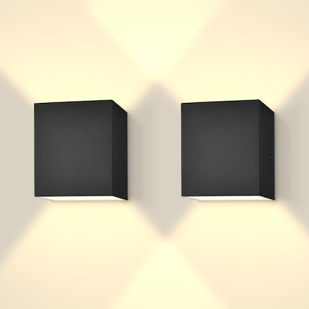Luxrite Luxrite Square LED Up and Down Wall Sconces, 5CCT 2700K-5000K, 15W, 1000LM, IP65, ETL - Black 2-Pack LR40312-2PK